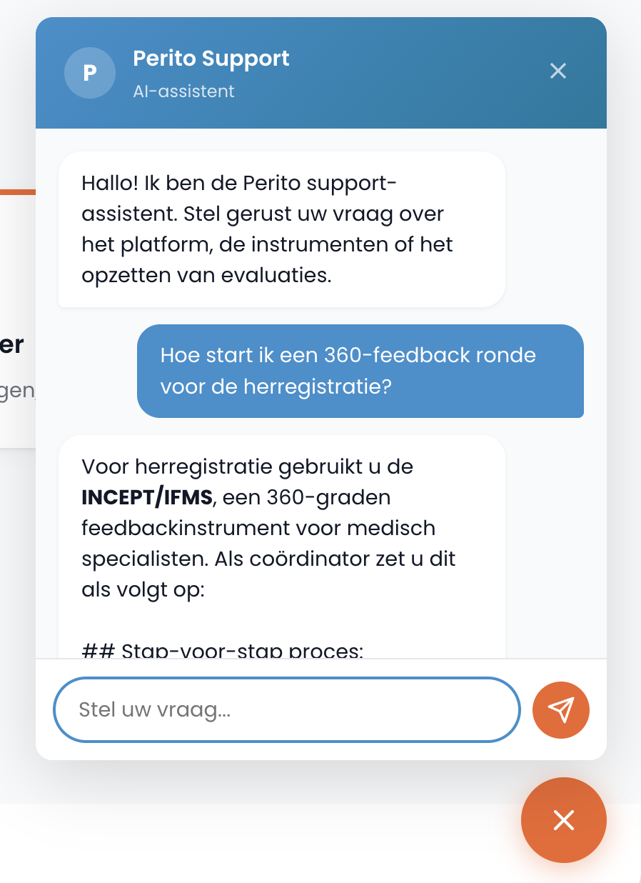 De AI-chatbot van perito.support in actie