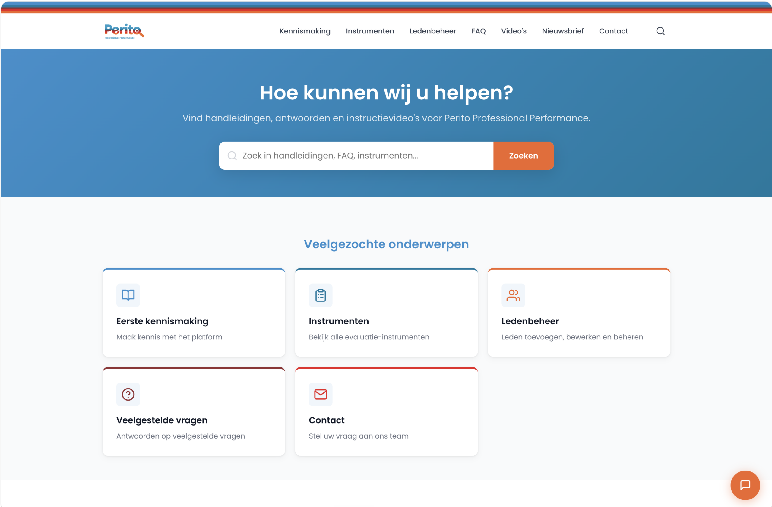 Homescherm van perito.support